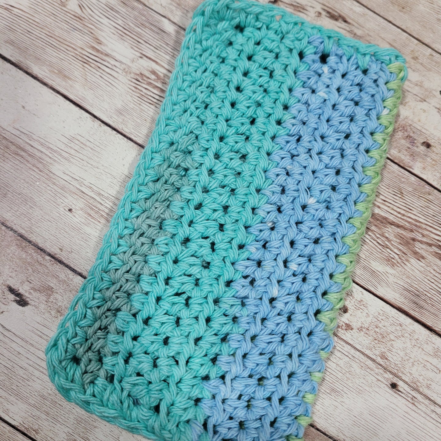 Teal Stripe Cotton Washcloth