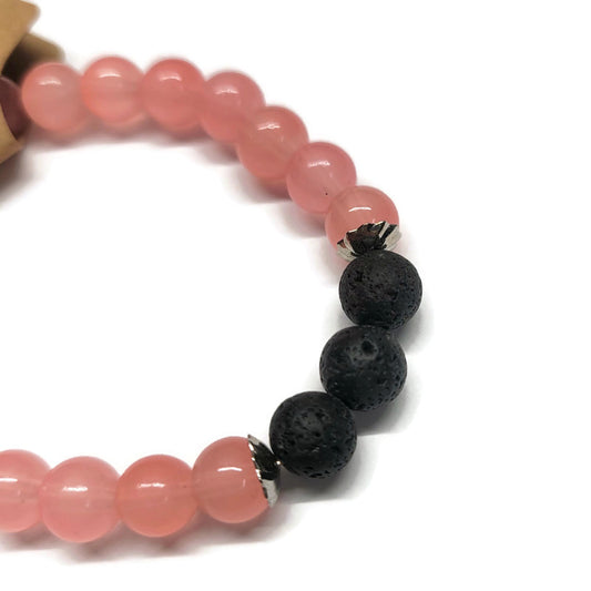 Lava Stone Aromatherapy Bracelet with Glass Beads - Multiple Colors