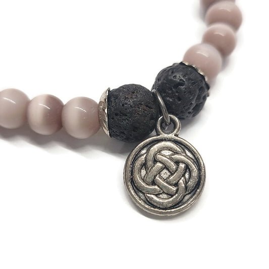 Lava Stone Aromatherapy Bracelet with Celtic Knot