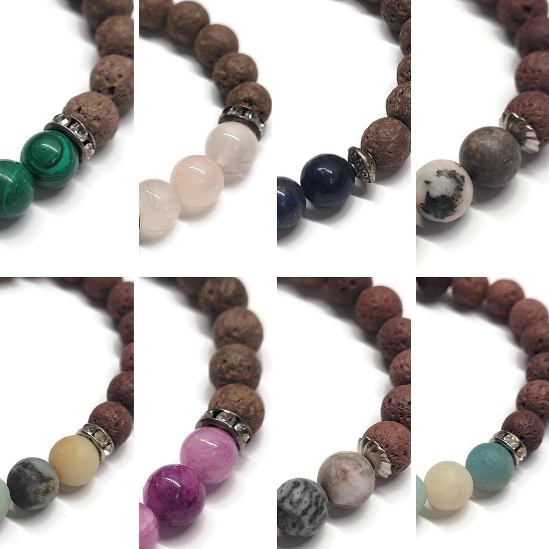 Lava Stone Aromatherapy Bracelet with Brown Lava Stone - Multiple Options