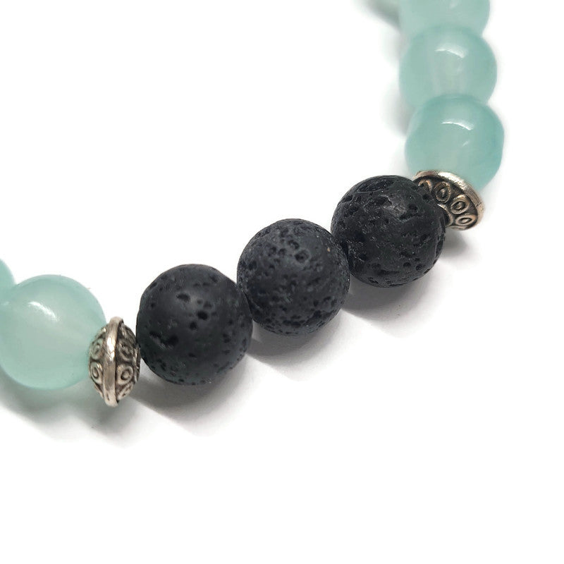 Lava Stone Aromatherapy Bracelet with Glass Beads - Multiple Colors