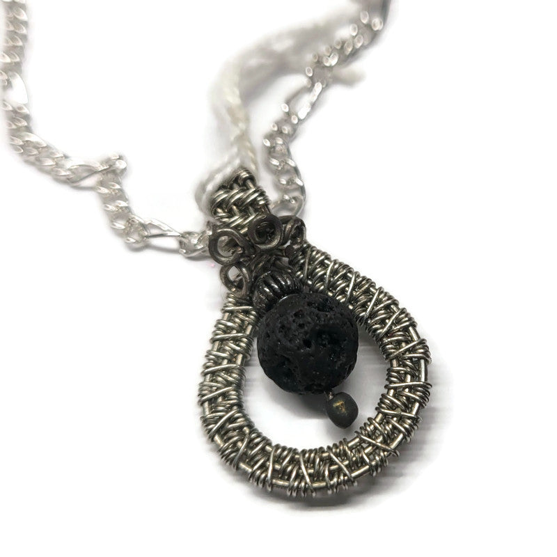 Lava Stone Aromatherapy Necklace - Wire Wrapped Necklace