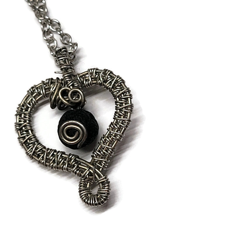 Lava Stone Aromatherapy Necklace - Wire Wrapped Necklace