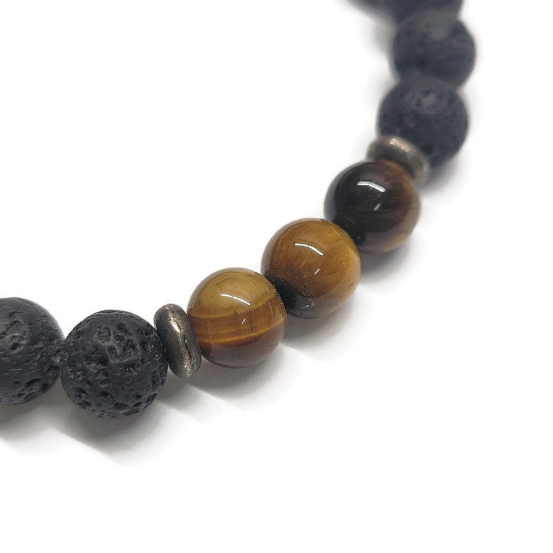 Lava Stone Aromatherapy Bracelet with Tiger's Eye