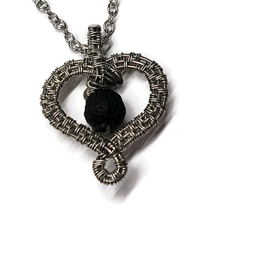 Lava Stone Aromatherapy Necklace - Wire Wrapped Necklace