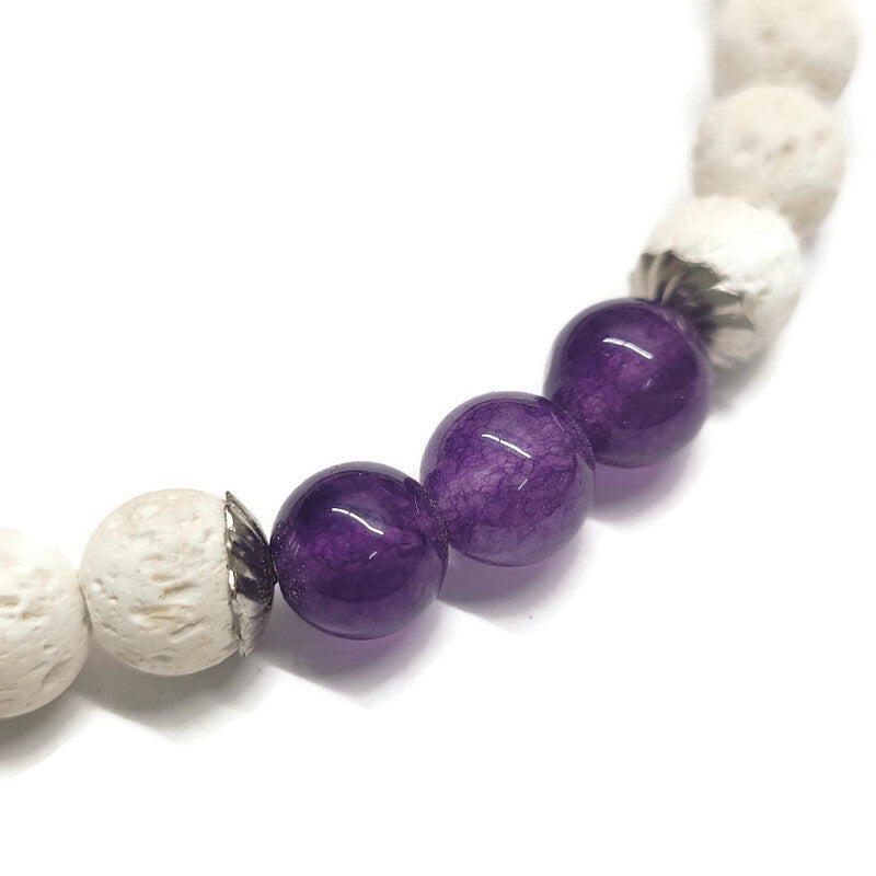 Lava Stone Aromatherapy Bracelet with White Lava Stone