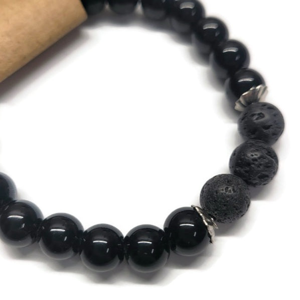 Lava Stone Aromatherapy Bracelet with Glass Beads - Multiple Colors