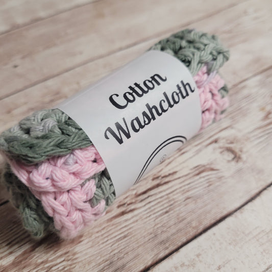 Pink & Green Cotton Washcloth