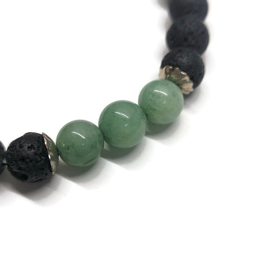 Lava Stone Aromatherapy Bracelet with Jade