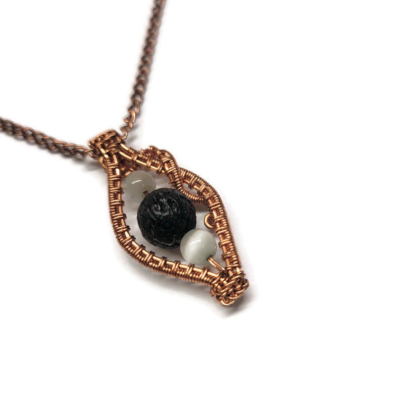 Lava Stone Aromatherapy Necklace - Wire Wrapped Necklace