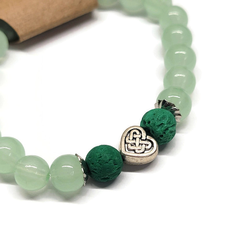 Lava Stone Aromatherapy Bracelet with Celtic Knot & Glass Beads - Multiple Colors