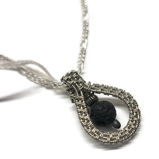 Lava Stone Aromatherapy Necklace - Wire Wrapped Necklace