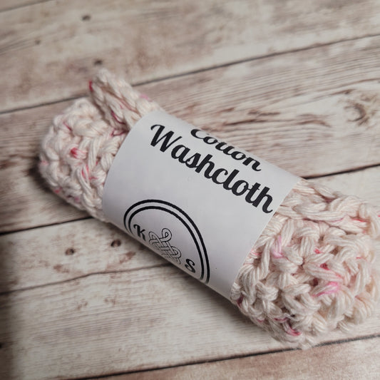 Beige & Pink Cotton Washcloth