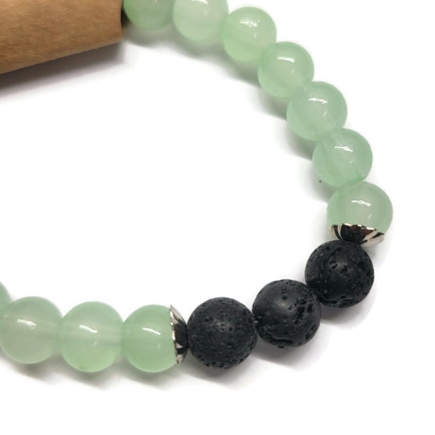 Lava Stone Aromatherapy Bracelet with Glass Beads - Multiple Colors