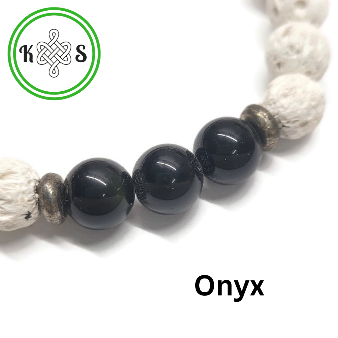 Lava Stone Aromatherapy Bracelet with White Lava Stone