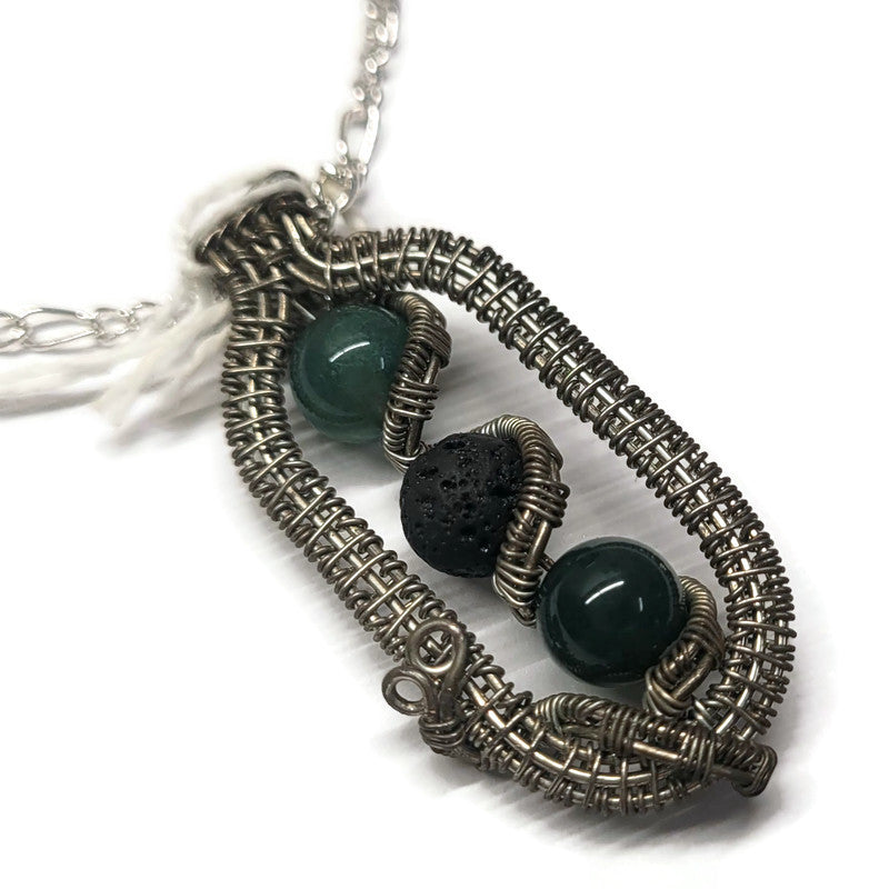 Lava Stone Aromatherapy Necklace - Wire Wrapped Necklace