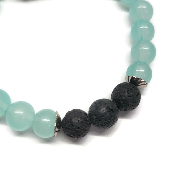 Lava Stone Aromatherapy Bracelet with Glass Beads - Multiple Colors