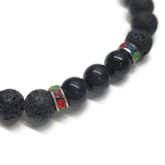 Lava Stone Aromatherapy Bracelet with Onyx