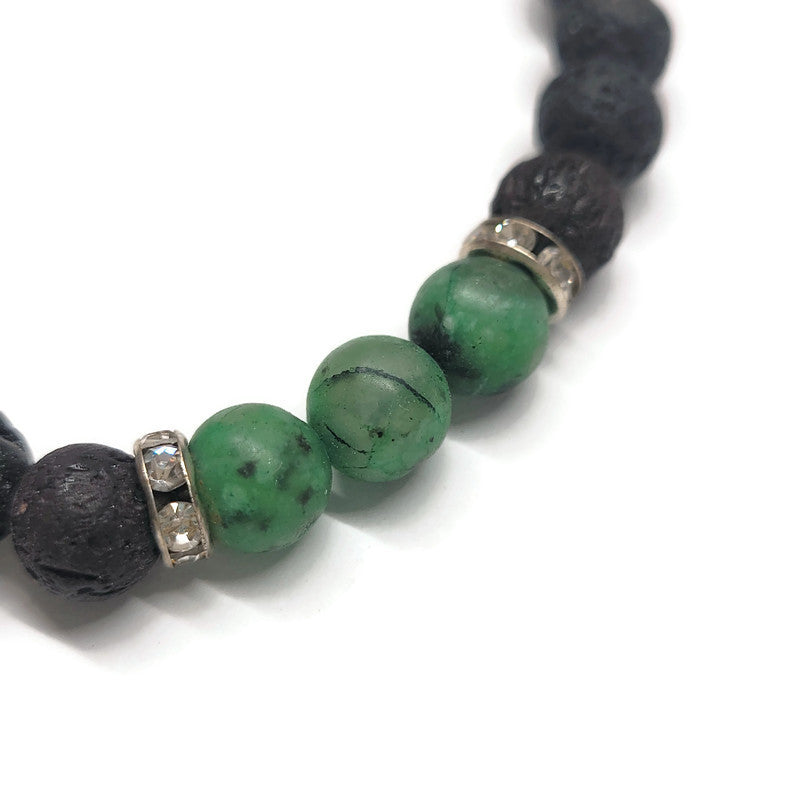 Lava Stone Aromatherapy Bracelet with Kiwi Stone