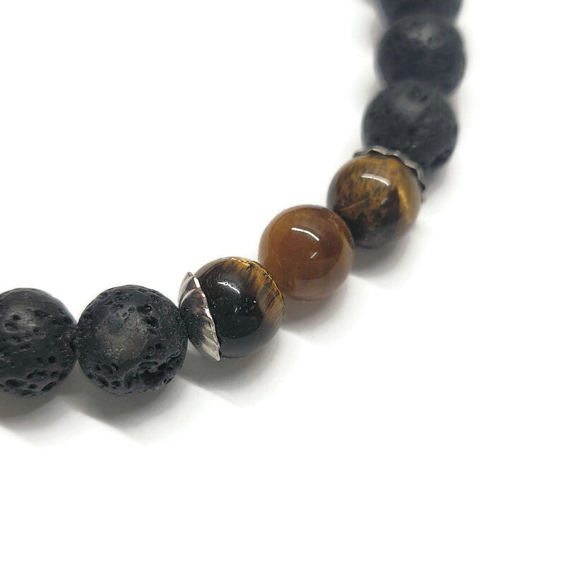 Lava Stone Aromatherapy Bracelet with Tiger's Eye