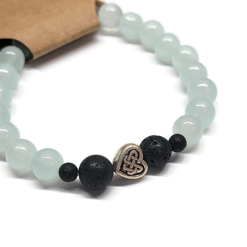 Lava Stone Aromatherapy Bracelet with Celtic Knot & Glass Beads - Multiple Colors