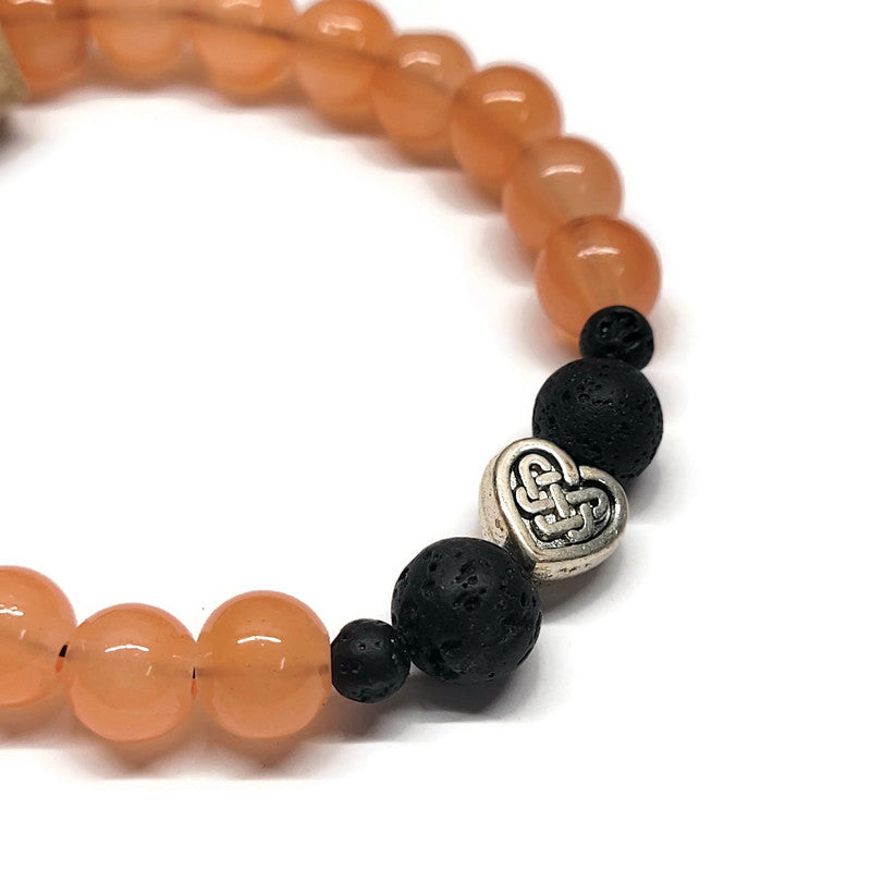 Lava Stone Aromatherapy Bracelet with Celtic Knot & Glass Beads - Multiple Colors