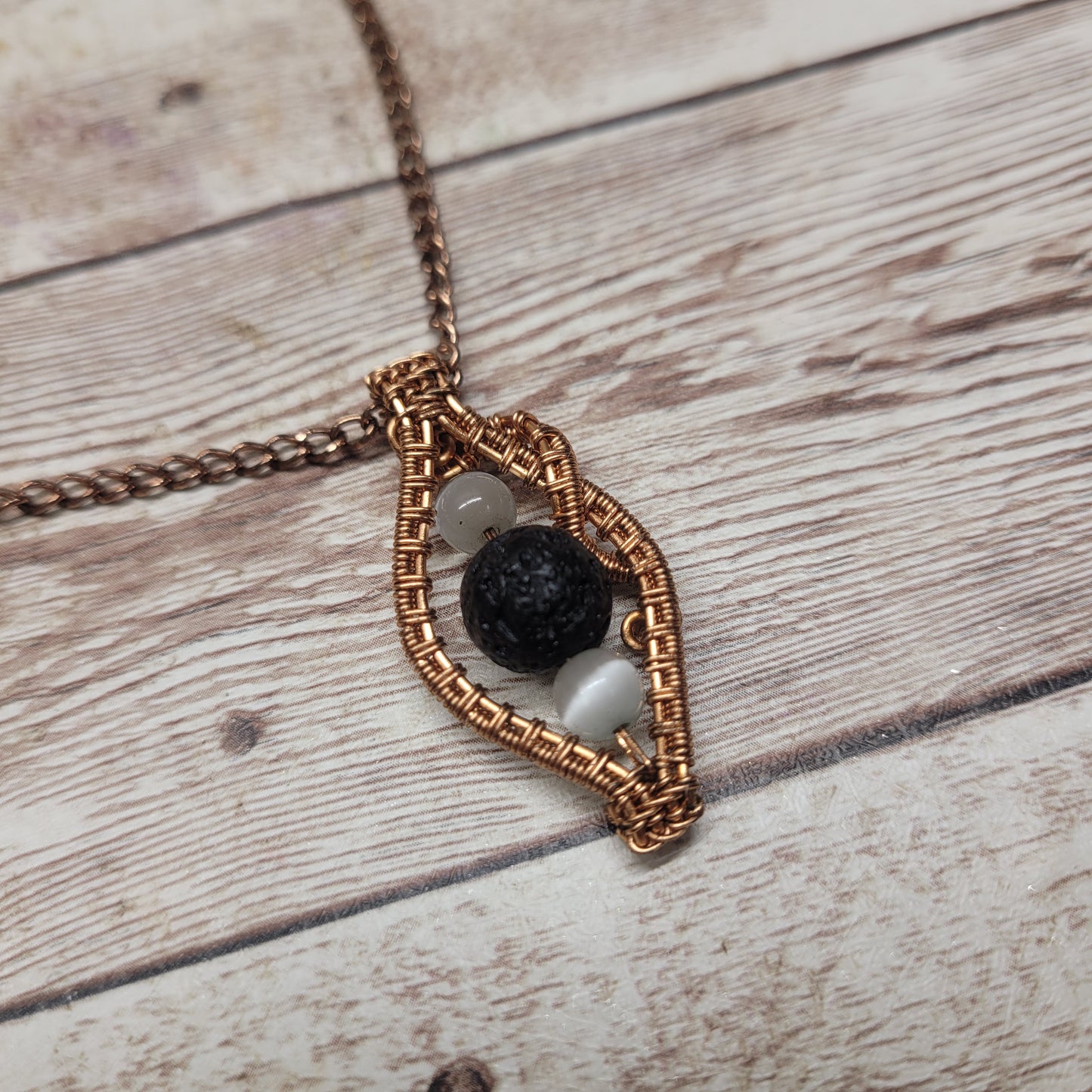 Lava Stone Aromatherapy Necklace - Wire Wrapped Necklace