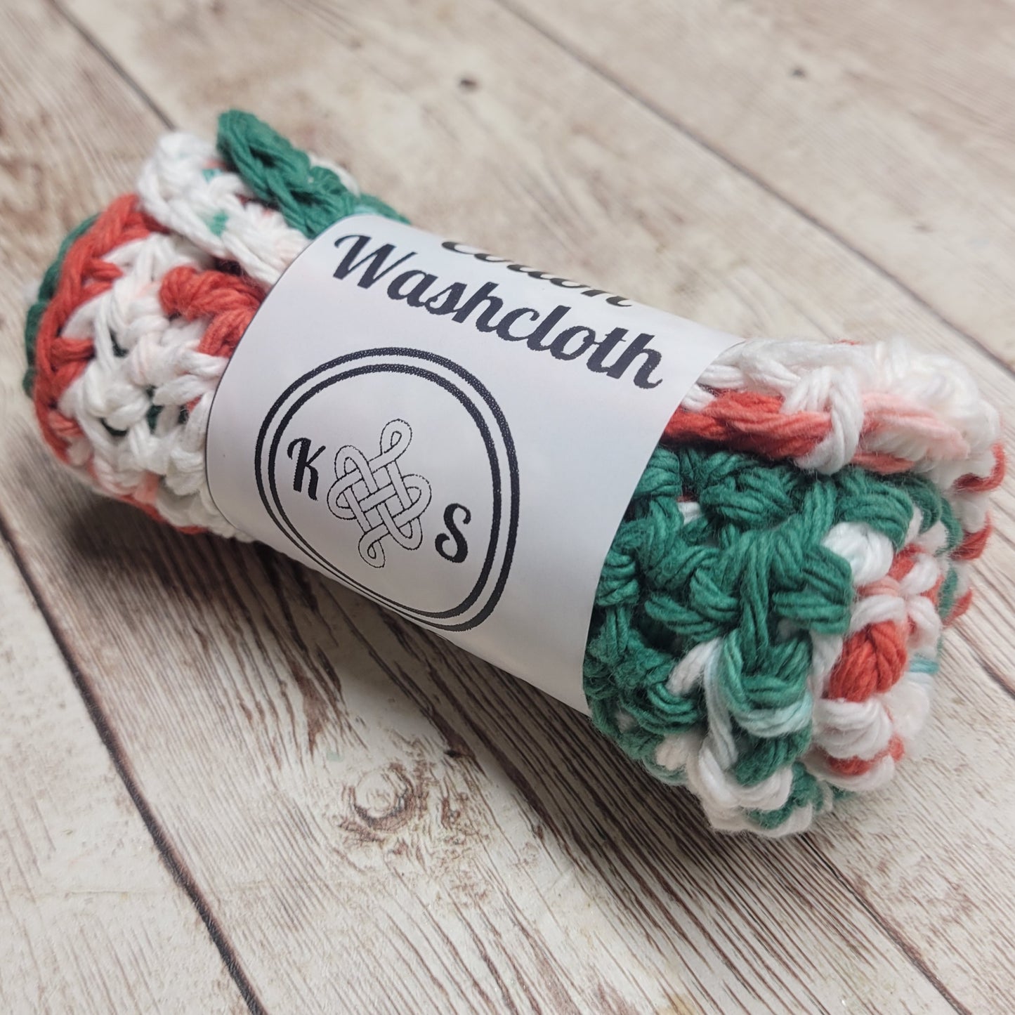 Holiday Cotton Washcloth - Red, White & Green Cotton Washcloth