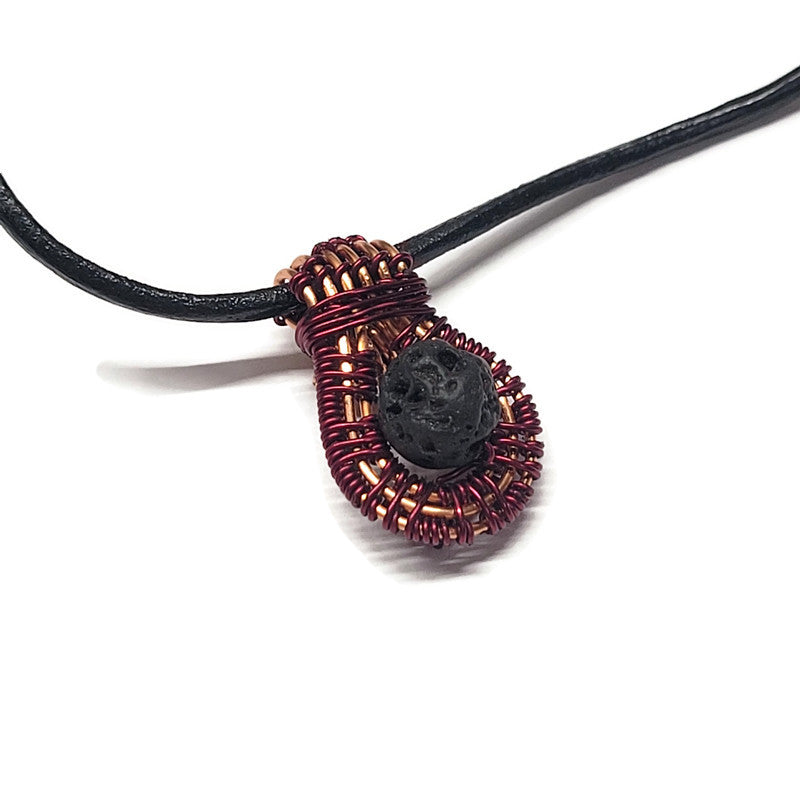 Lava Stone Aromatherapy Necklace - Wire Wrapped Necklace