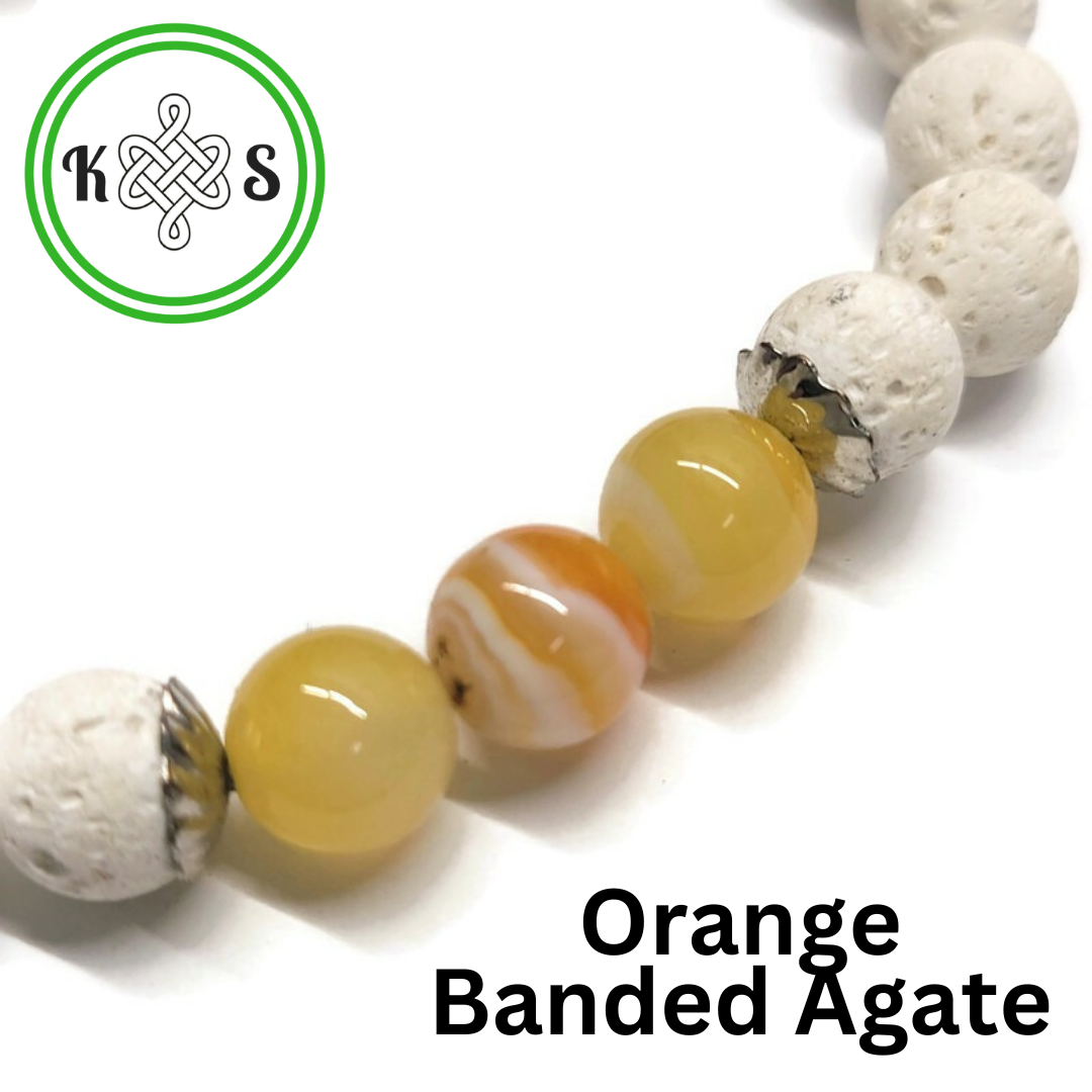 Lava Stone Aromatherapy Bracelet with White Lava Stone