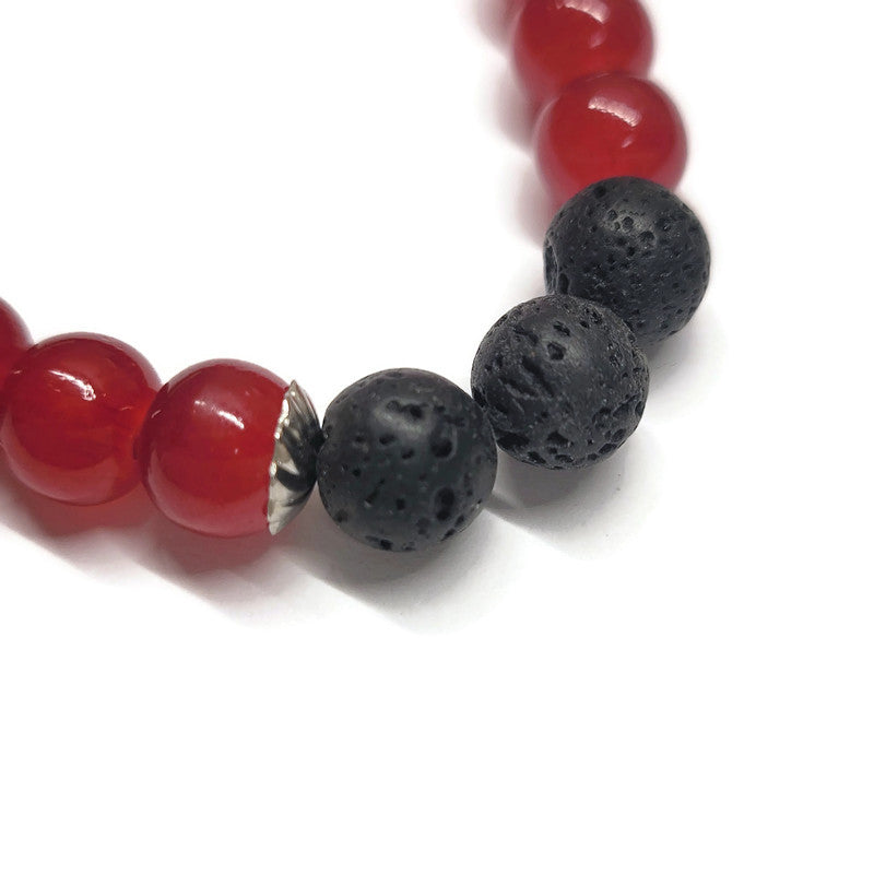 Lava Stone Aromatherapy Bracelet with Glass Beads - Multiple Colors