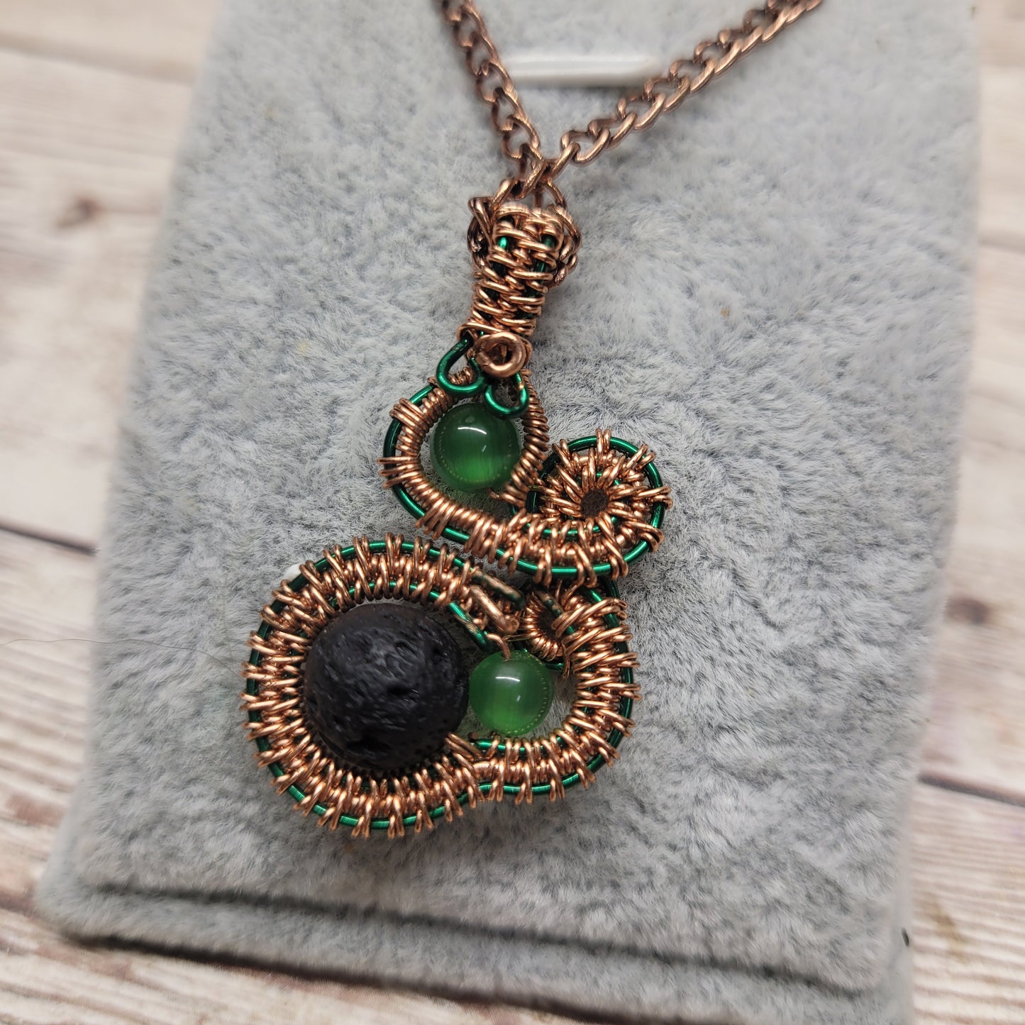 Lava Stone Aromatherapy Necklace - Wire Wrapped Necklace