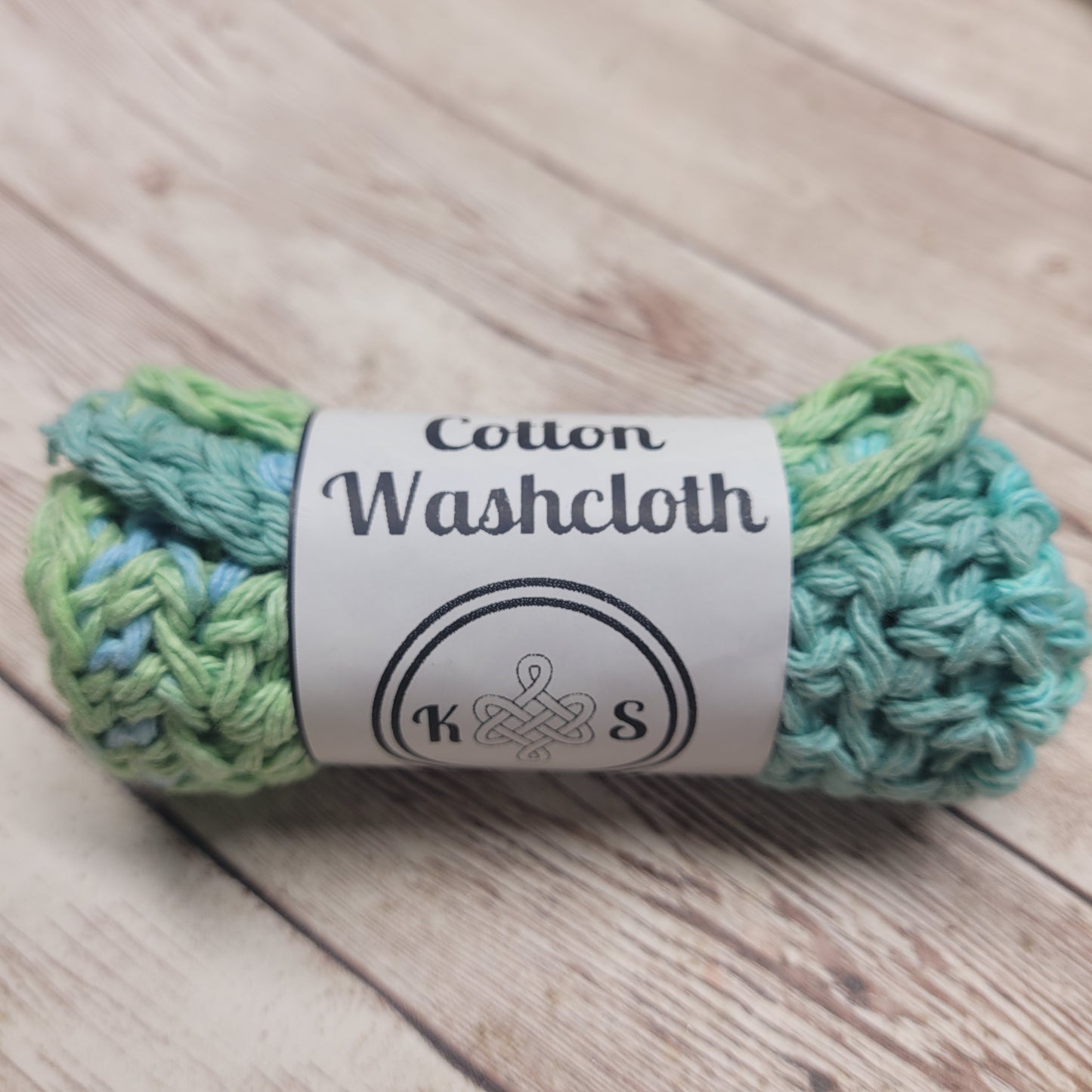 Teal Stripe Cotton Washcloth