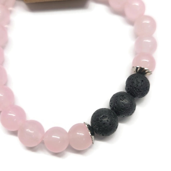 Lava Stone Aromatherapy Bracelet with Glass Beads - Multiple Colors