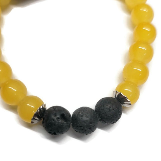 Lava Stone Aromatherapy Bracelet with Glass Beads - Multiple Colors