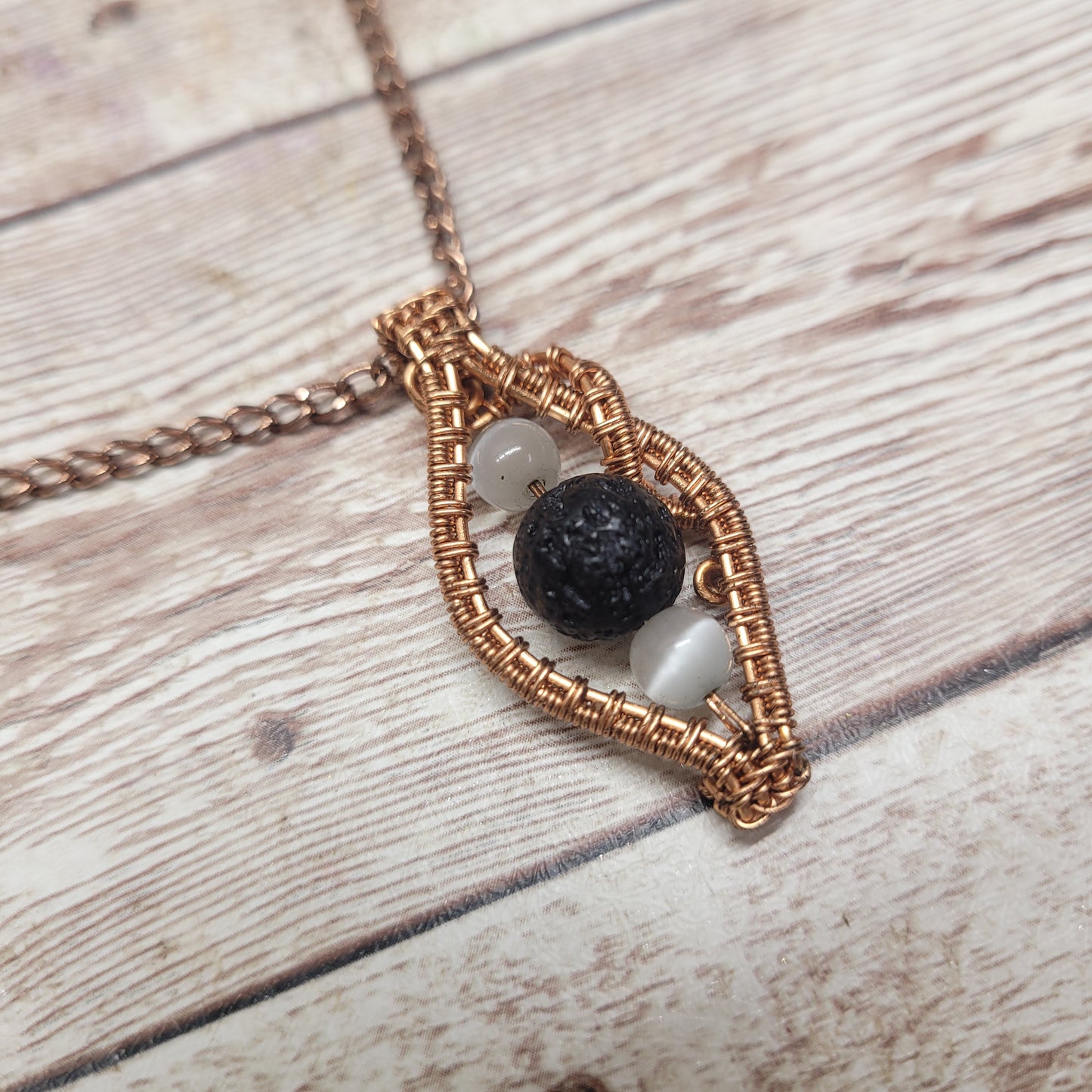 Lava Stone Aromatherapy Necklace - Wire Wrapped Necklace