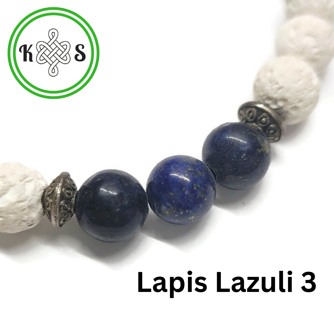 Lava Stone Aromatherapy Bracelet with White Lava Stone