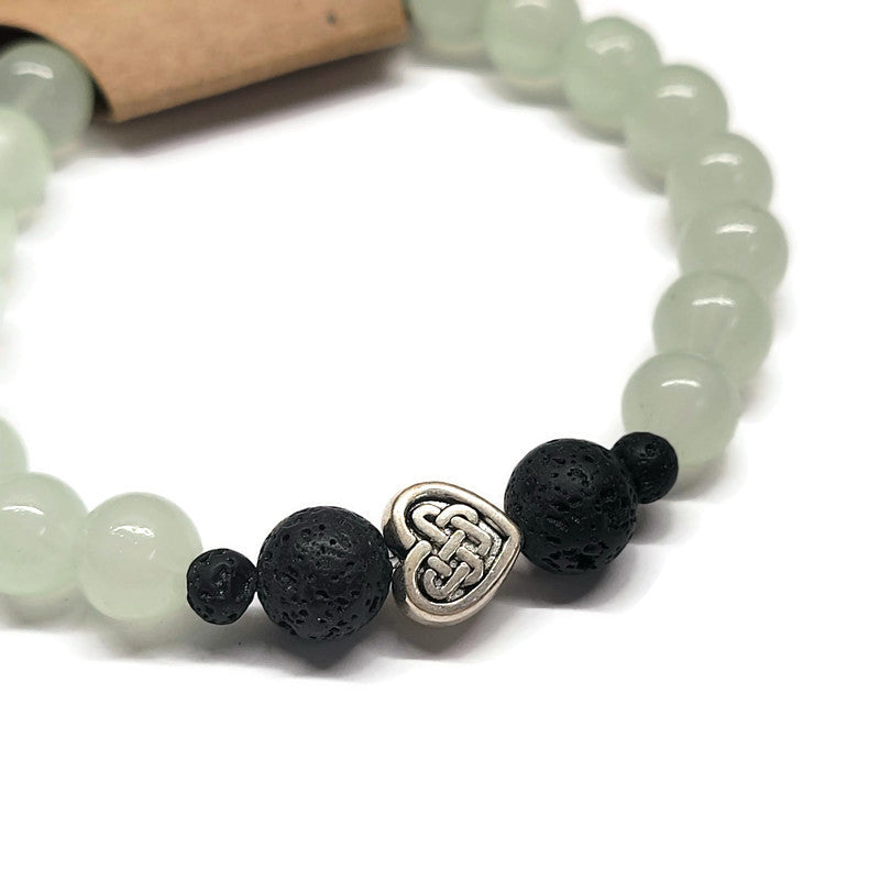 Lava Stone Aromatherapy Bracelet with Celtic Knot & Glass Beads - Multiple Colors