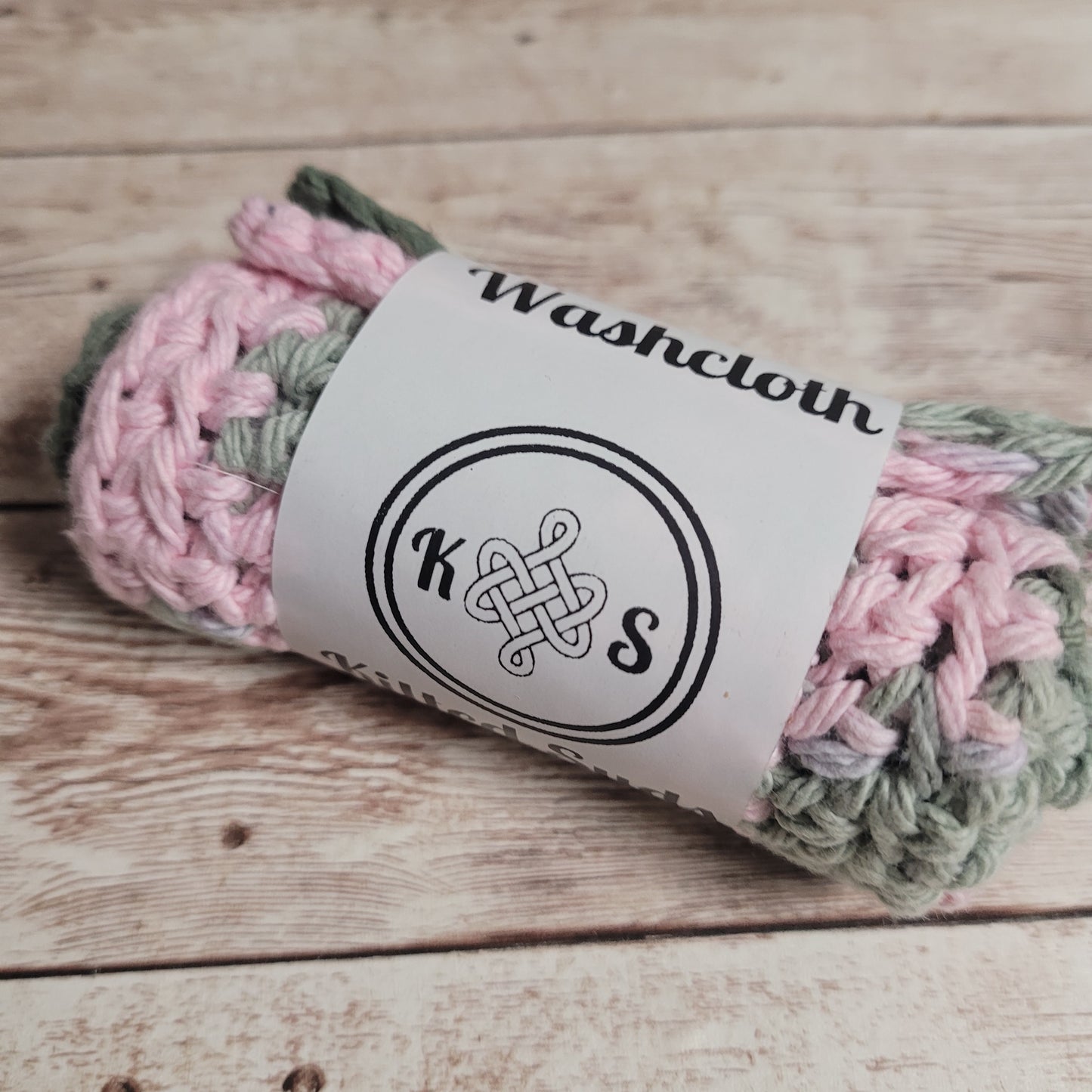 Pink & Green Cotton Washcloth