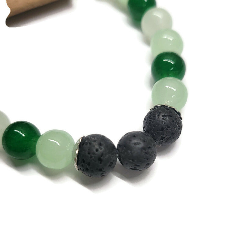 Lava Stone Aromatherapy Bracelet with Glass Beads - Multiple Colors