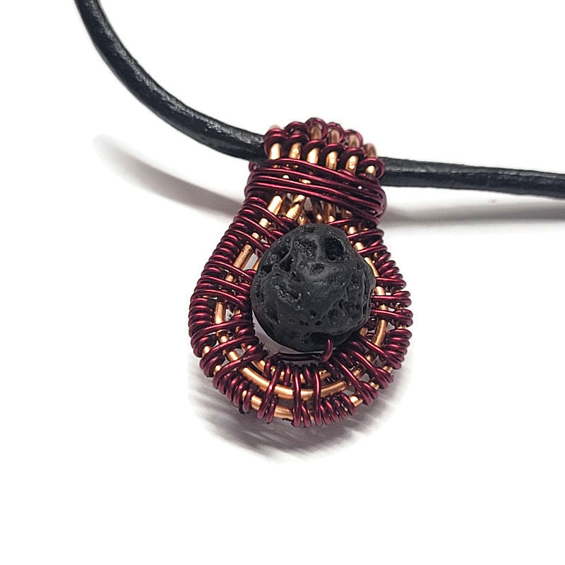 Lava Stone Aromatherapy Necklace - Wire Wrapped Necklace