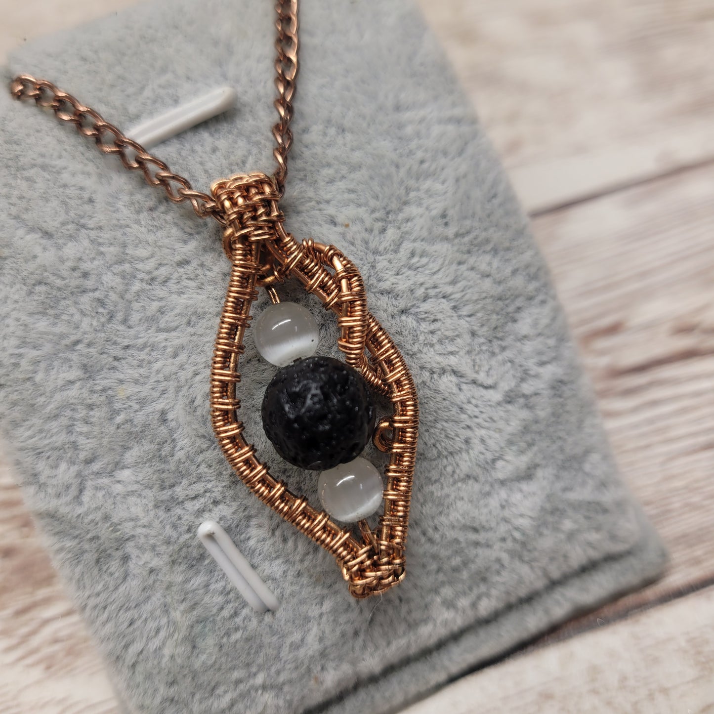 Lava Stone Aromatherapy Necklace - Wire Wrapped Necklace