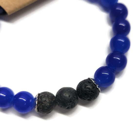 Lava Stone Aromatherapy Bracelet with Glass Beads - Multiple Colors