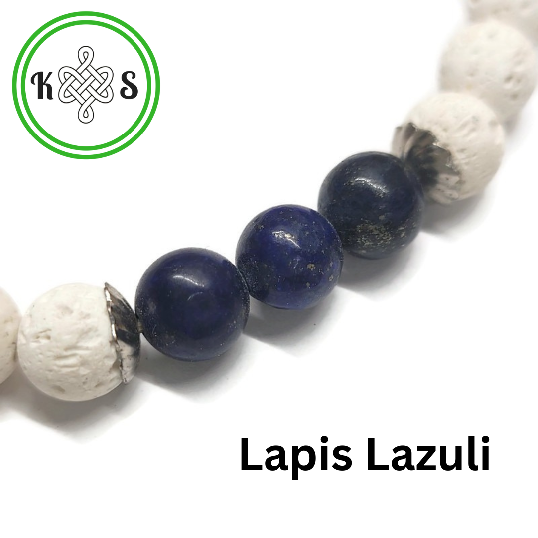 Lava Stone Aromatherapy Bracelet with White Lava Stone