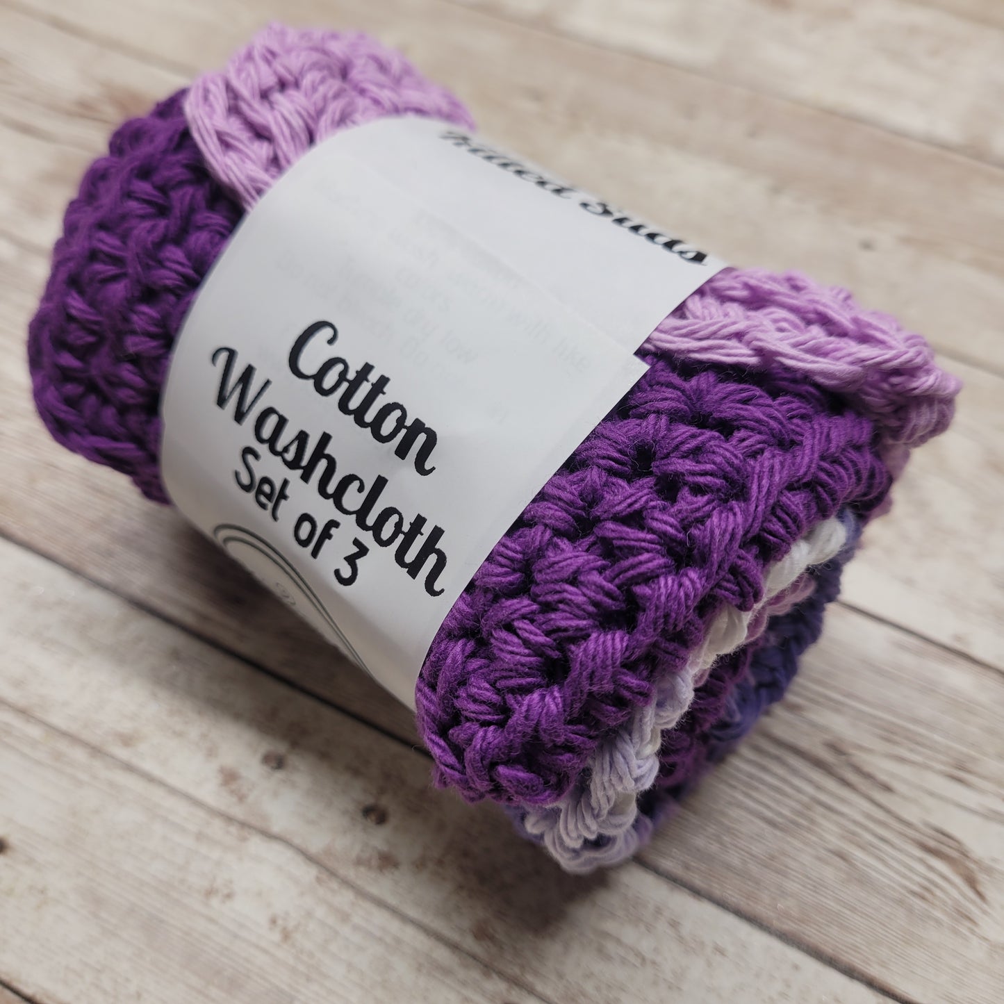 Set of 3 Cotton Washcloths - Purples