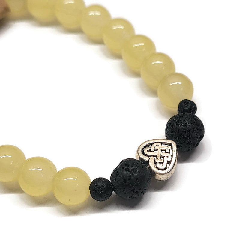 Lava Stone Aromatherapy Bracelet with Celtic Knot & Glass Beads - Multiple Colors