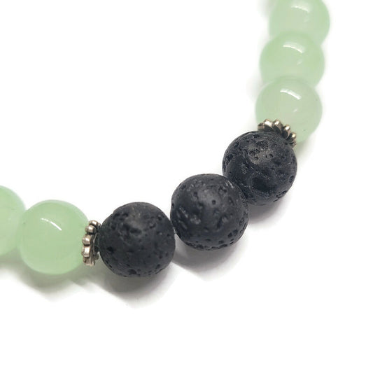 Lava Stone Aromatherapy Bracelet with Glass Beads - Multiple Colors