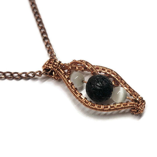 Lava Stone Aromatherapy Necklace - Wire Wrapped Necklace