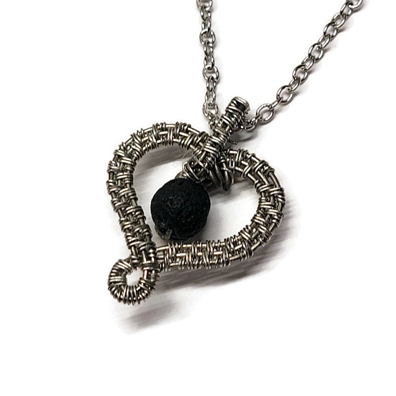 Lava Stone Aromatherapy Necklace - Wire Wrapped Necklace