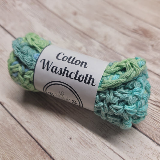 Teal Stripe Cotton Washcloth